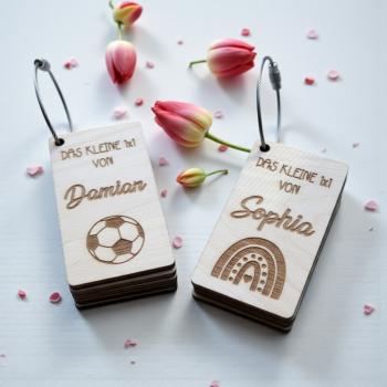 1x1 Lernkarten aus Holz mit Schlüsselring – Lernhilfe für Schulkinder.